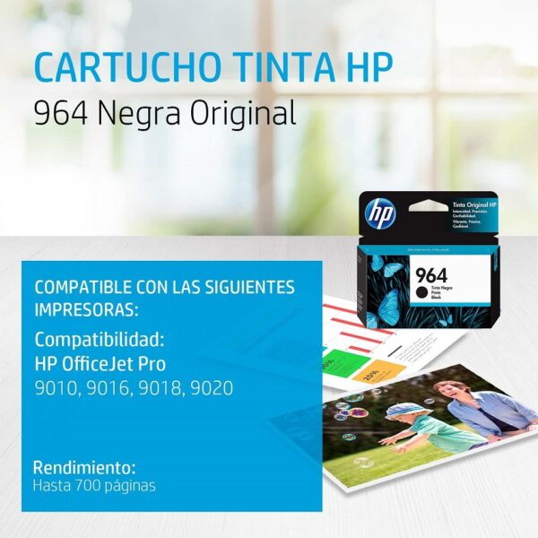 tinta hp 3ja53al 964 negro (9010 9020)