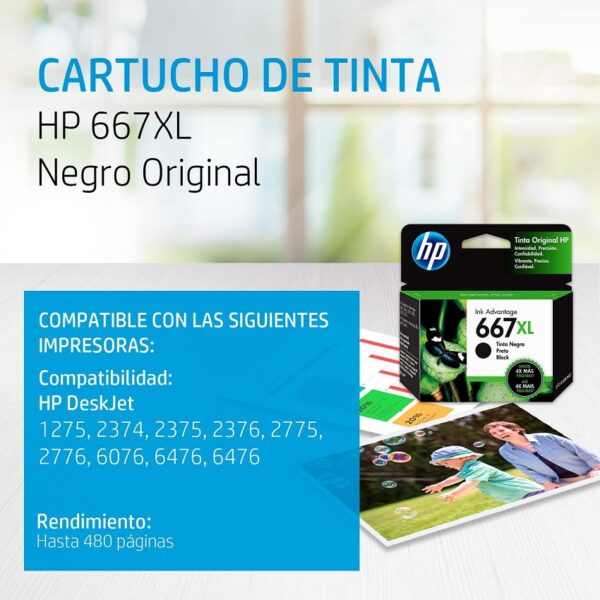 tinta hp 3ym81al 667xl negro (2375/2775)
