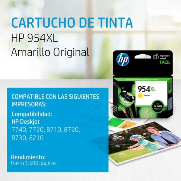 tinta hp l0s68al 954xl yellow (impresora hp 8710)