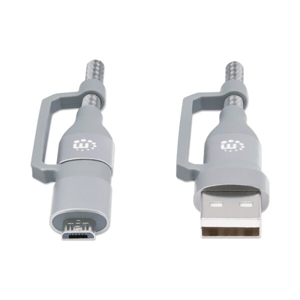 cable usb 4 en 1 1m manhattan 390606 usb a/usb c/mic usb gris