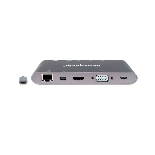 hub usb c/7 en 1 manhattan 152808 4k/60hz gris