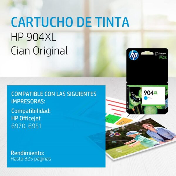 tinta hp 904xl cyan t6m04al 9.5ml