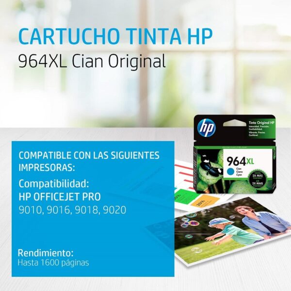 tinta hp 964xl cyan 3ja54al 24.5ml