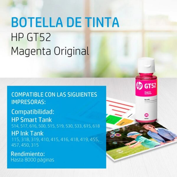 tinta hp gt52 magenta m0h55al 70ml