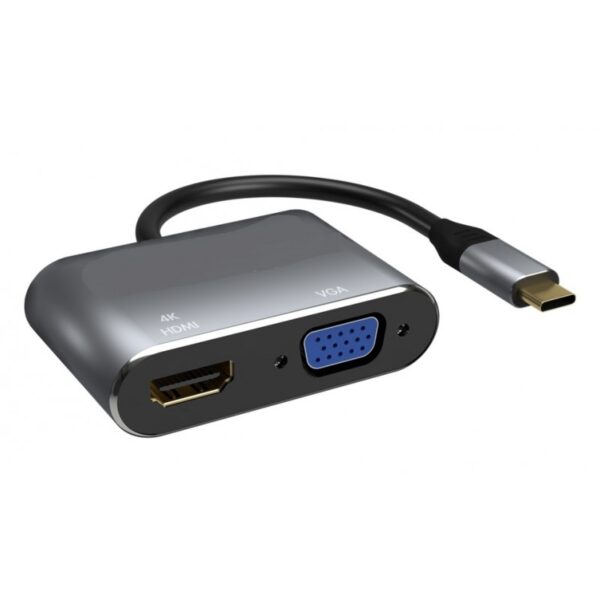 adaptador usb type c a vga/hdmi (hembra)
