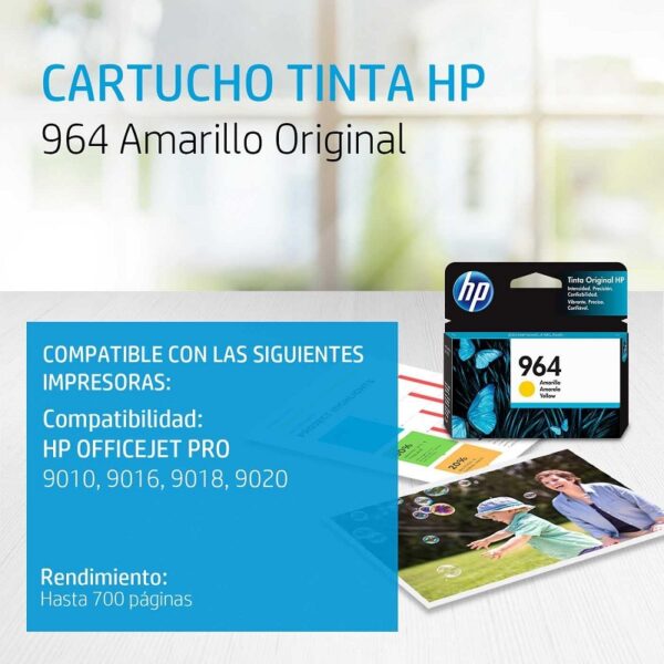 tinta hp 3ja52al 964 yellow (9010 9020)