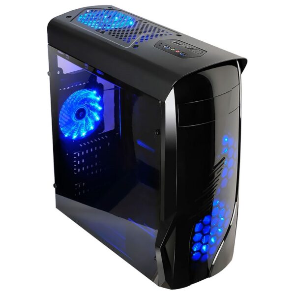 gabinete agiler agi c010 gaming negro/luz azul