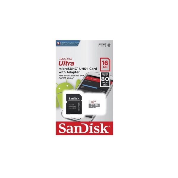 memoria sandisk sd 16gb 80mbs clas10