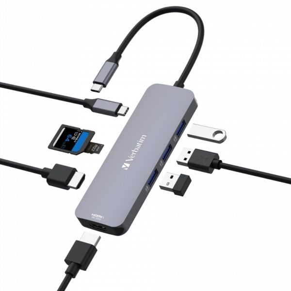 hub multipuerto verbatim cmh 08 8 puertos usb c pro 32151