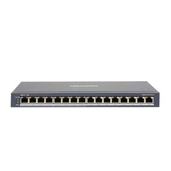 switch hikvision ds 3e0516p o 16p 8poe gbps/8lan gbps metal pared/escritorio