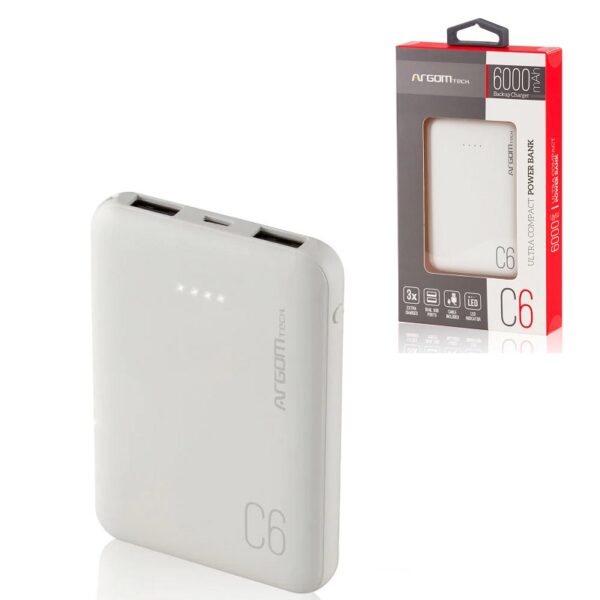 cargador portÁtil argomtech arg pb 1136wt 6000 mah blanco