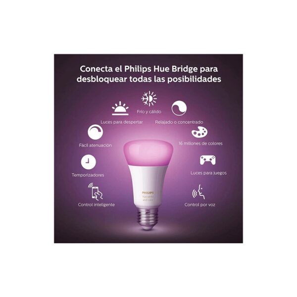 iot philips kit 3 foco color + brigde hue 220v 9w a60 e27 (705350)