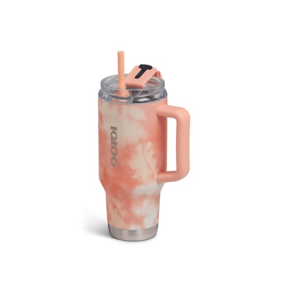 vaso tÉrmico igloo 950ml sstl flip 'n' sip travel mug ice dye naranja 71312 con pajita