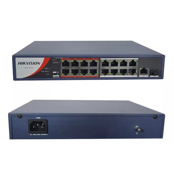 switch hikvision ds 3e0318p e/m(b) 16 puertos