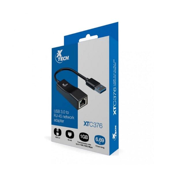 adaptador xtech usb 3.0(m) rj 45(h) xtc 376 5gbps negro