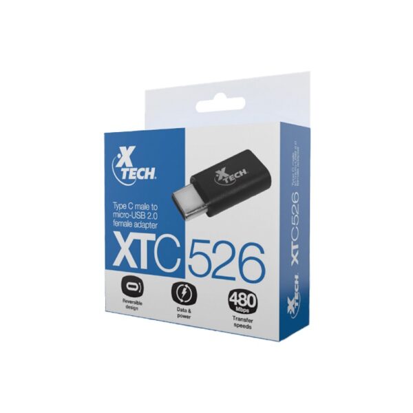 adaptador xtech usb c(m) micro usb 2.0(h) xtc 526 480mbps negro