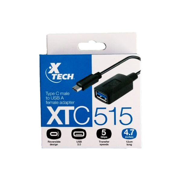 adaptador xtech usb c(m) usb 3.0(h) xtc 515 5gbps negro