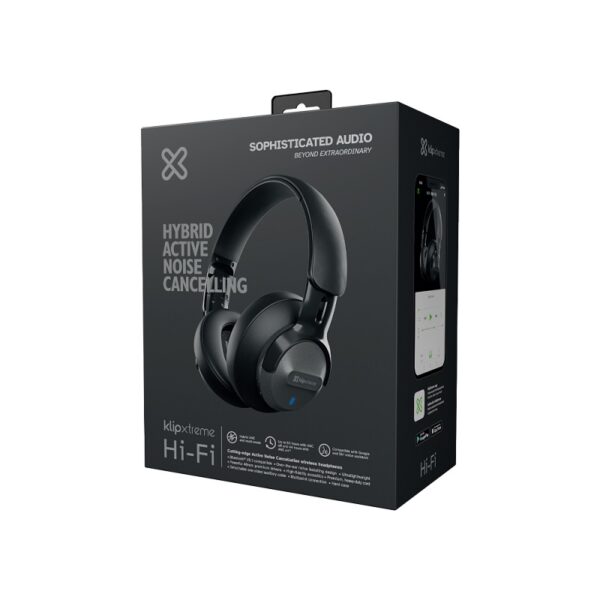 auricular klip xtreme headset knh 750gr hi fi mic/anc/bt/3.5mm/gris
