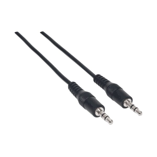 cable de audio auxiliar 1.8m manhattan 334594 negro bolsa