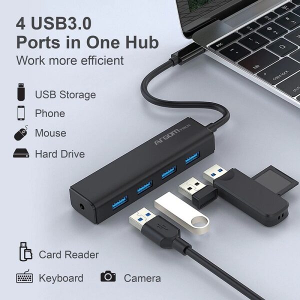 cable adaptador argomtech arg ub 0090 tipo c a usb 3.0 4 ptos