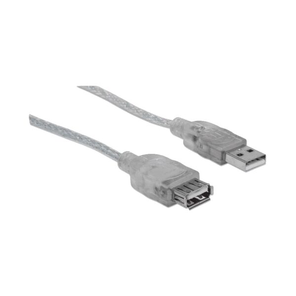 extensor usb 2.0 m/h 3m manhattan 340496 translucido bolsa