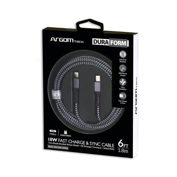 cable argomtech arg cb 0024wt lightning type c 18w 1.8m