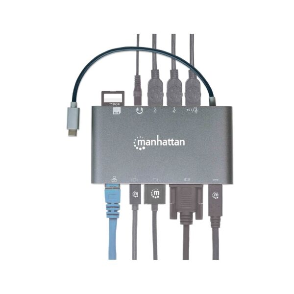 hub usb c/7 en 1 manhattan 152808 4k/60hz gris