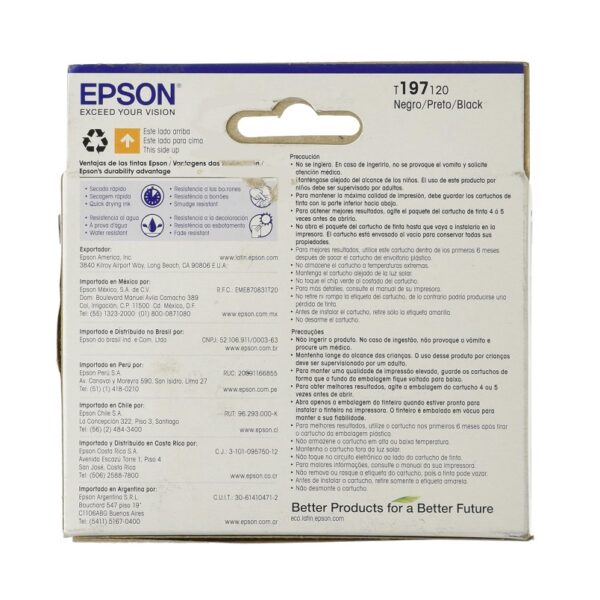 tinta epson t197 120 negro xp 20/101/104/20 t197120 al 8ml