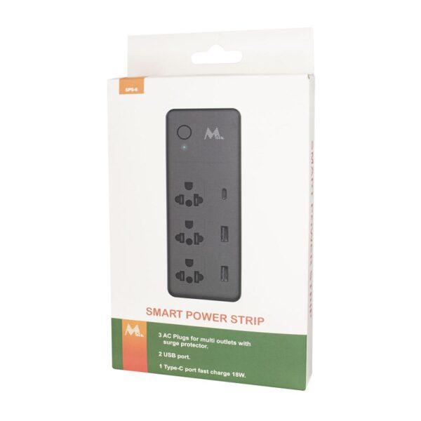 filtro de linea mtek smart 3 enchufes/2 usb/1 type c/bl