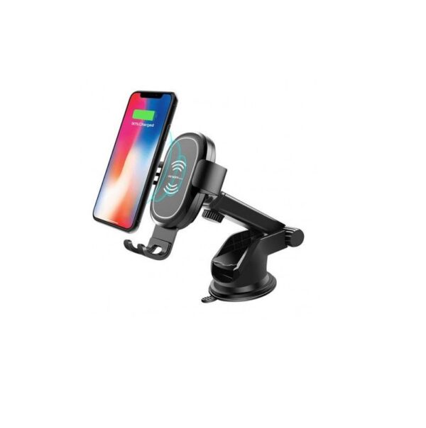 soporte argomtech con cargador inalÁmbrico de celular para auto arg ac 0160bk