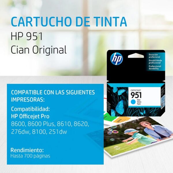 tinta hp cn050al 951 cyan/8600w