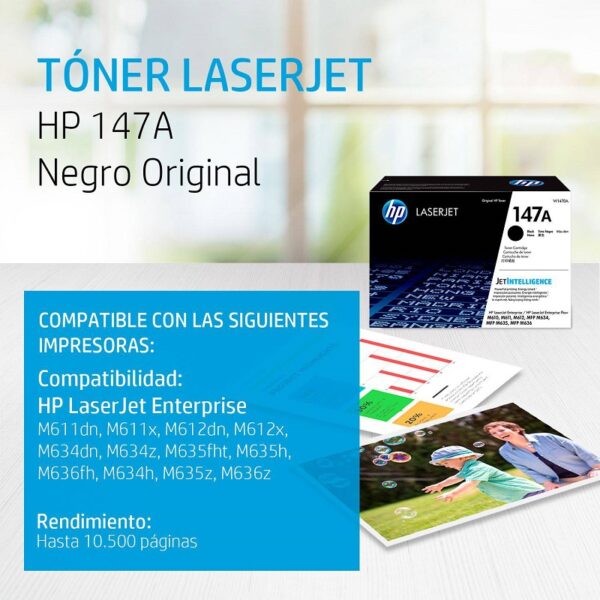 toner hp w1470a (147a)/m611dn negro
