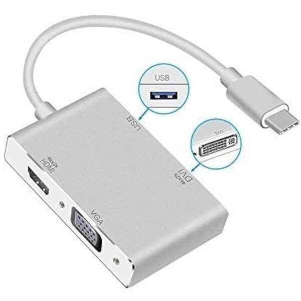 cable adaptador tipo c a dvi/usb 3.0/hdmi/vga