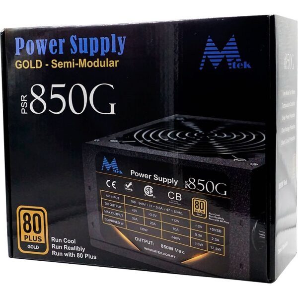 fuente mtek 850w real 80gold 24p fan