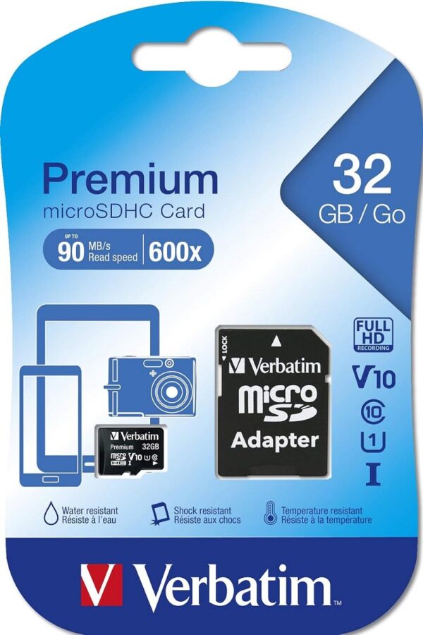 memoria verbatim micro sdhc 32gb con adaptador