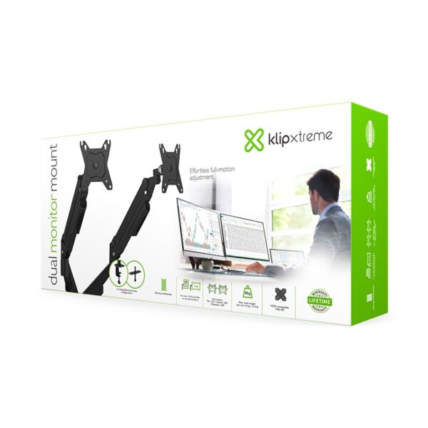 soporte klip xtreme para 2 monitores de 13" a 32" kmm 410