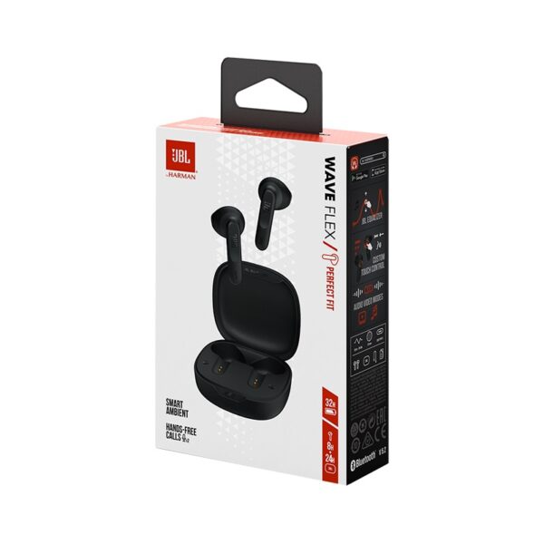 auricular jbl wave flex jblwflexblk bt/mic/tws/touch/ip54/negro