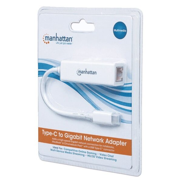 adaptador manhattan usb c 3.2/rj45 gblan 507585 blanco