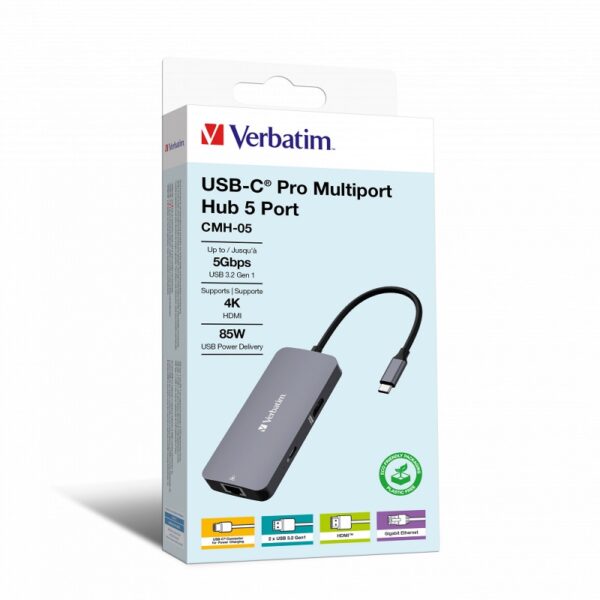 hub multipuerto verbatim cmh 05 usb c pro 5 puertos 32150