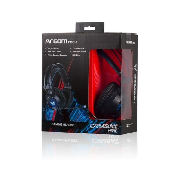 auricular gamer argomtech arg hs 2846bk hs46 negro/azul