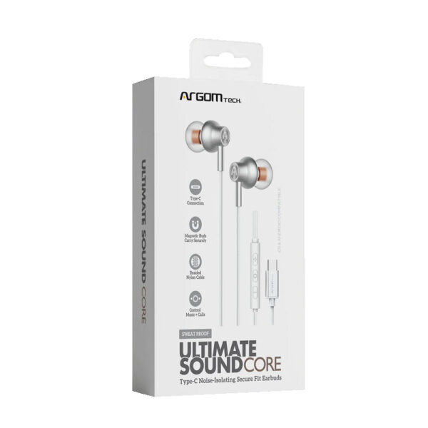 auricular argomtech arg hs 2030wt tipo c mic blanco/plata