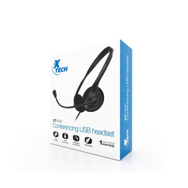 auricular xtech headset xth 240 headph/mic/usb/negro