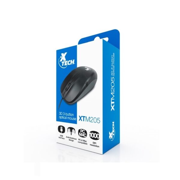 mouse xtech xtm 205 usb 1000dpi/3d/3 bot/negro