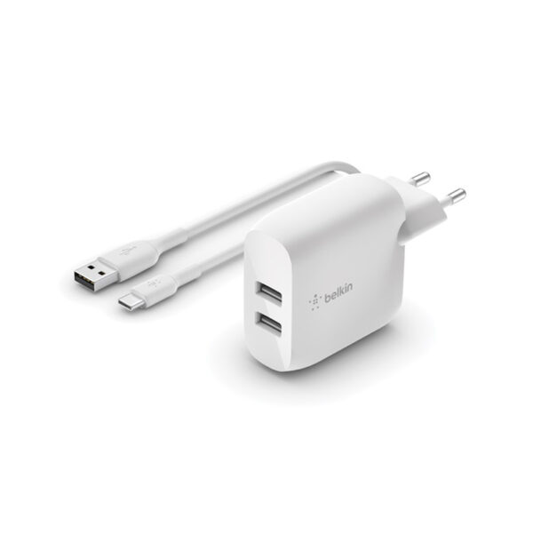 cargador belkin dual usb+tipo c wce001dq1mwh