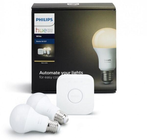 iot philips kit 2 foco blanco + brigde hue 220v 9w a60 e27 (449554)