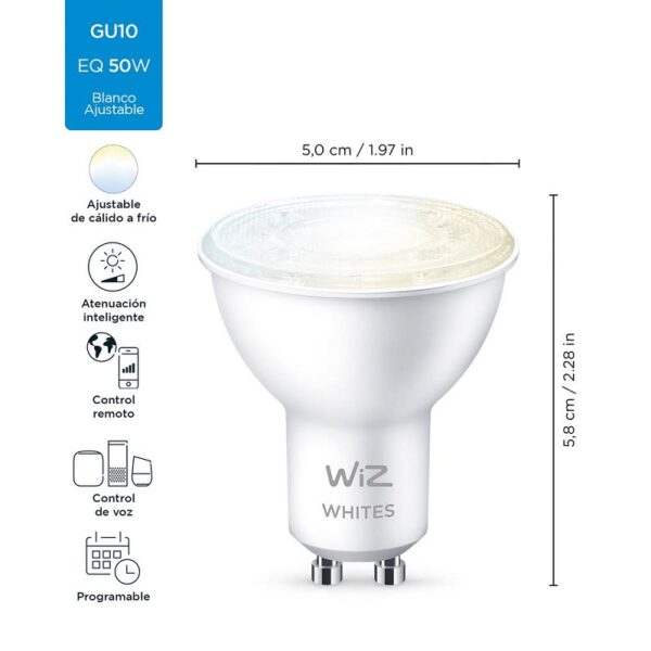 iot wiz foco blanco 220v 4.9w gu10 calida/fria (550872)