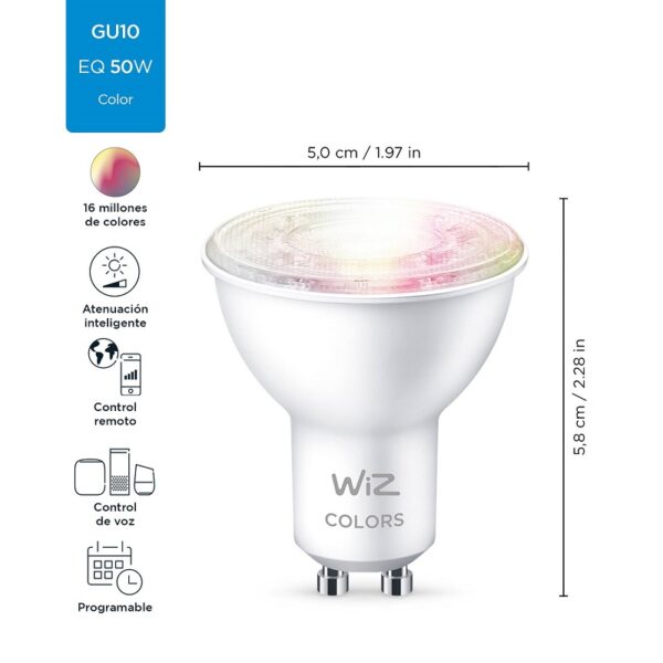 iot wiz foco color 220v 4.9w gu10 calida/fria (550896)