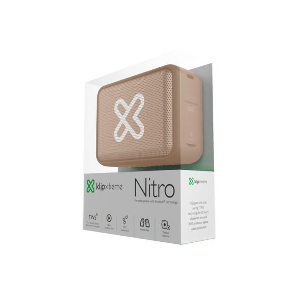 parlante klip xtreme 6w kbs 025bg nitro bt/bat/ipx7/tws/beige