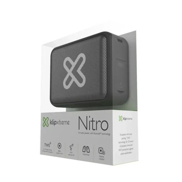 parlante klip xtreme 6w kbs 025gr nitro bt/bat/ipx7/tws/gris