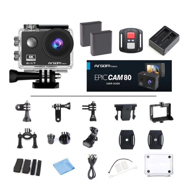 cÁmara argomtech arg ac 9180bk epic cam80 4k wifi+accesorios